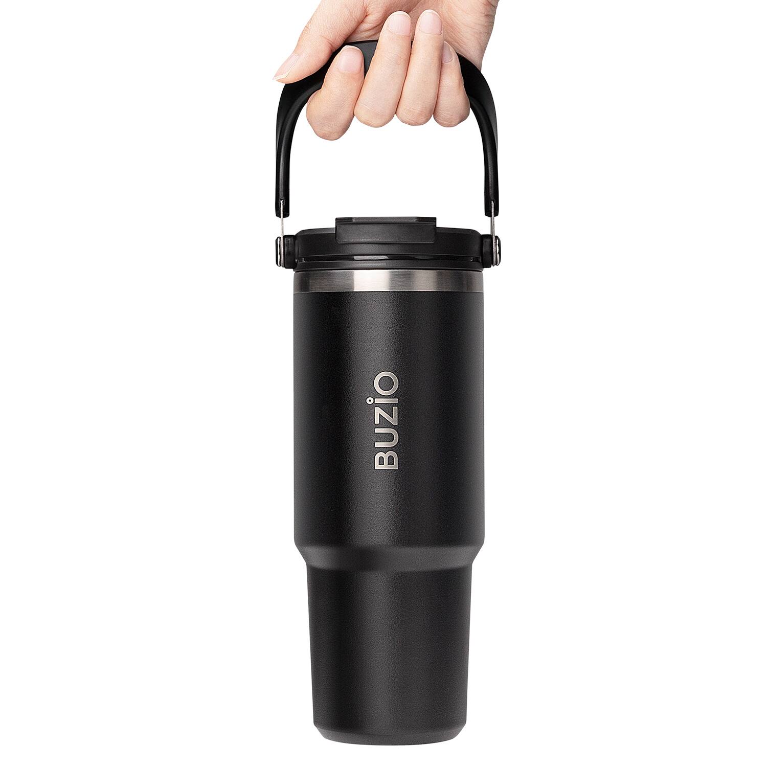 Alt View 12. Buzio - 30oz Tumbler water bottle with Handle - Black.