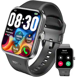 TOZO - S4 Smartwatch, 1.78" Clear AMOLED Screen, 7-Day Battery, 100+ Sport Modes, Call/Answer, Health/Sleep, iOS/Android, IP68 - Black - (2026)