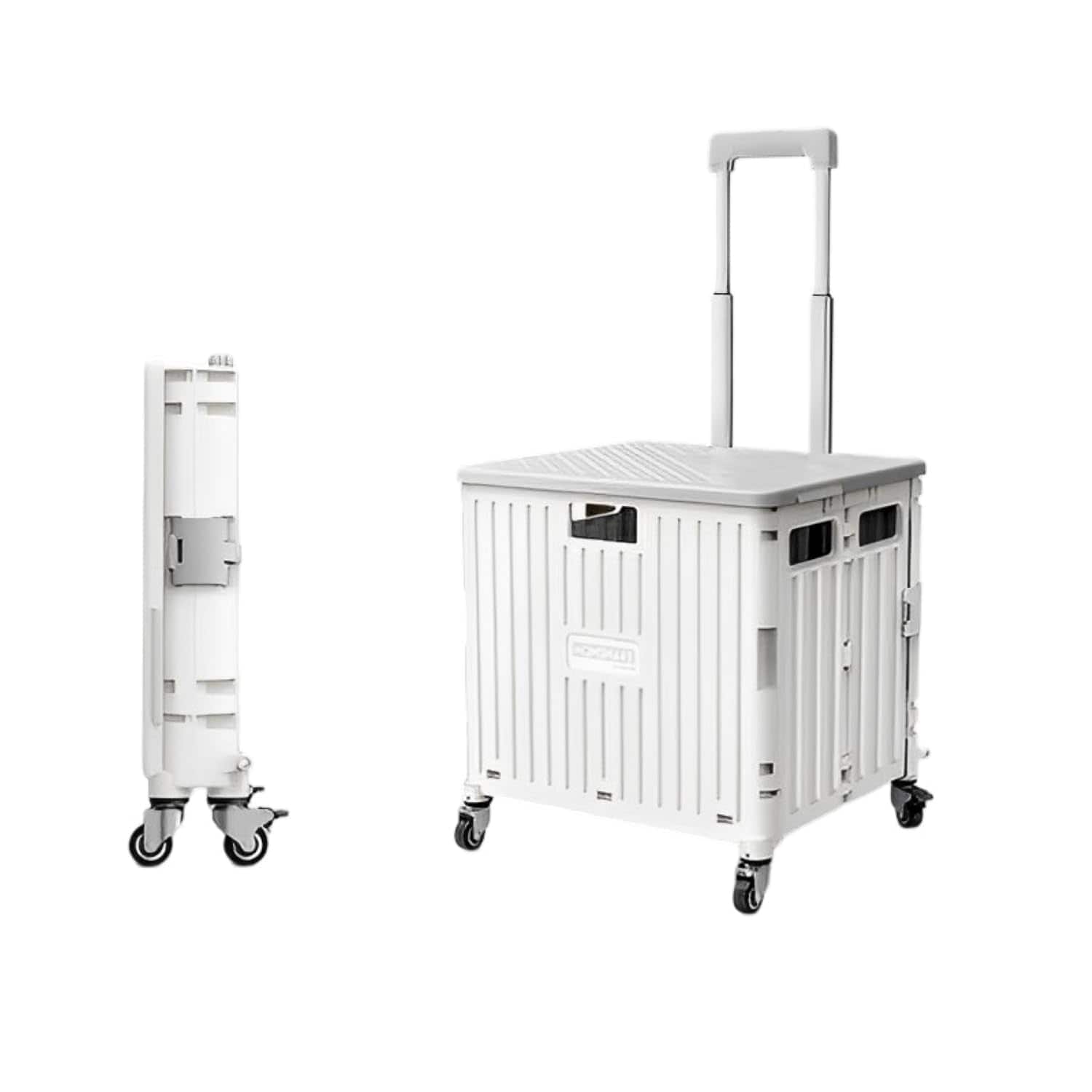 Viviendo - 65L Foldable Utility Cart - Omni-Directional Wheels & Metal Telescopic Handle, Portable Collapsible Handcart - White