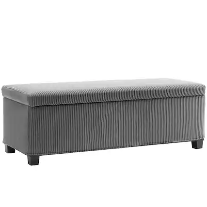 Front. Homcom - 44 Inches Storage Ottoman Bench, Foot Rest with Removable Lid, End of Bed Bench, Padded Seat, for Living Room, Bedroom - Grey.