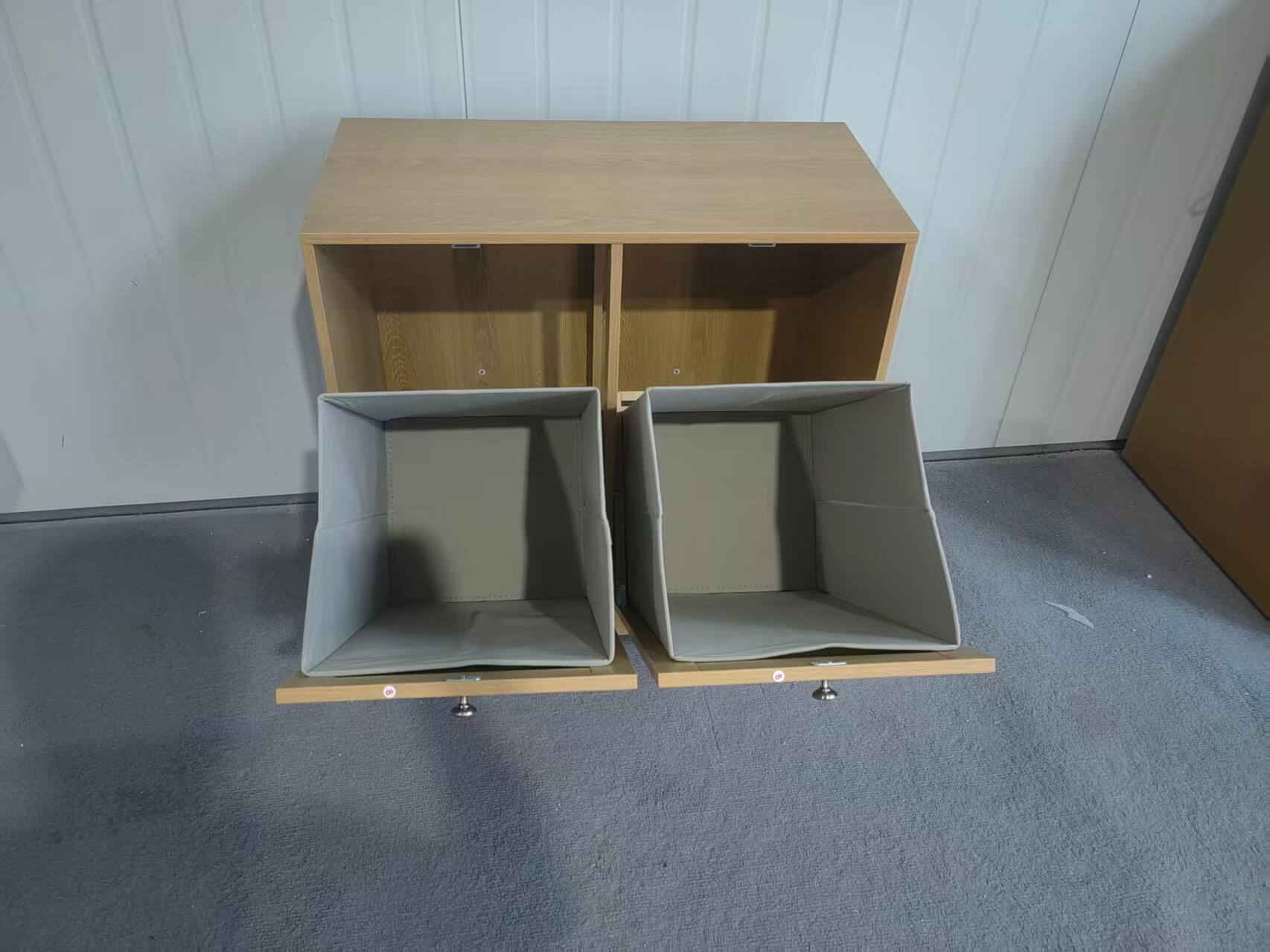 Alt View 2. Loheer - Loheer Tilt Out Laundry Hamper Cabinet Oak Hidden Bathroom Laundry Sorter with Removable Baskets - Oak.