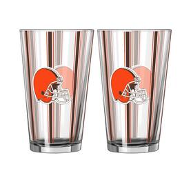 Logo Brands - Cleveland Browns Two-Piece 16oz. Striped Pint Glass Set - Multicolor