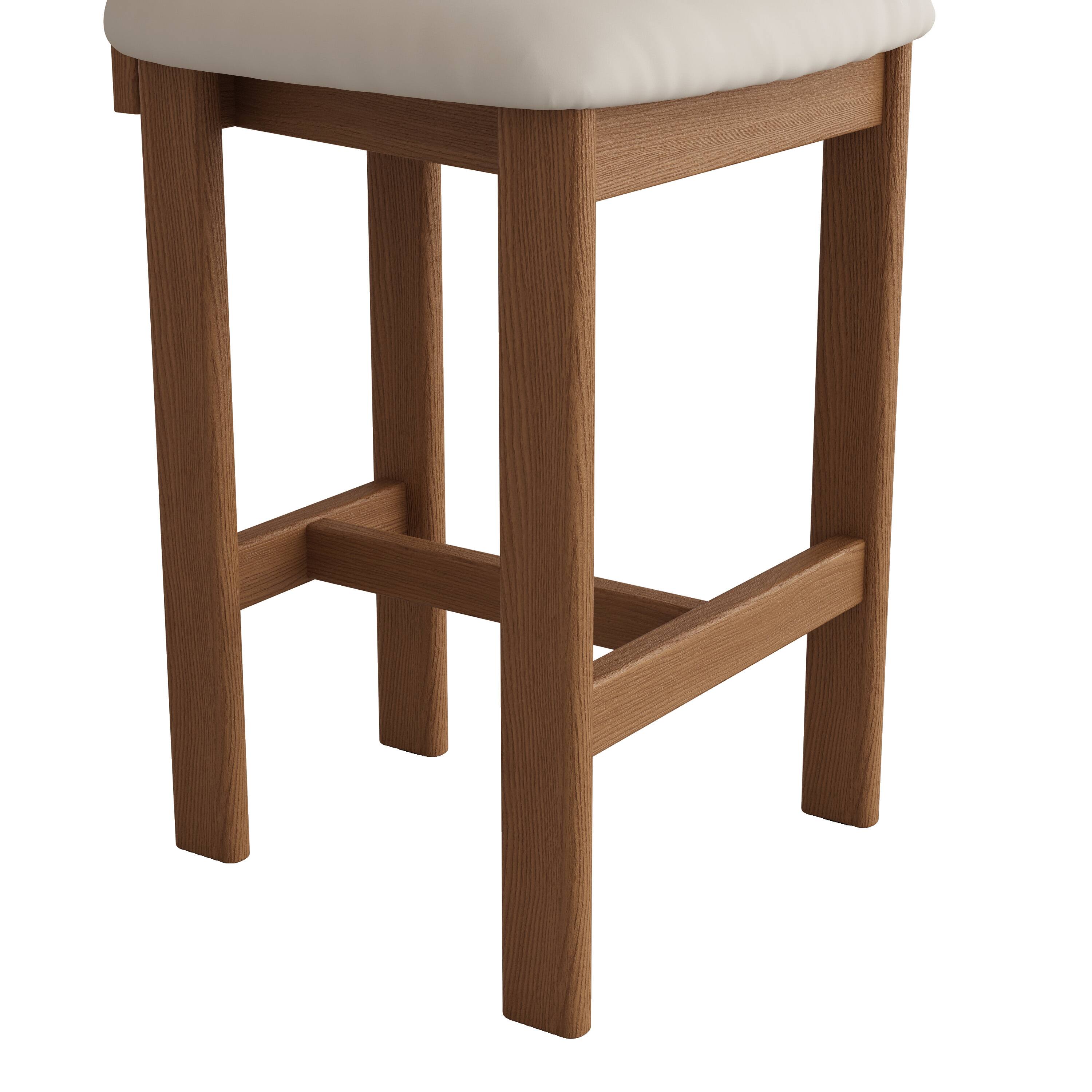 Alt View 2. POVISON - 26" Fully Assembled Mid-Century Modern Counter Height Bar Stools Set of 2, Faux Leather Beige & Light Walnut - Beige & Black PU Leather.