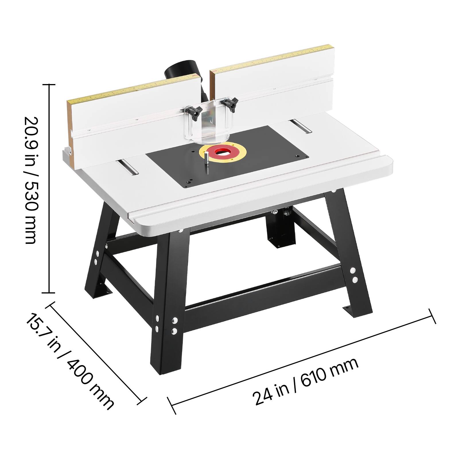 20.9 in / 530 mm  
15.7 in / 400 mm  
24 in / 610 mm