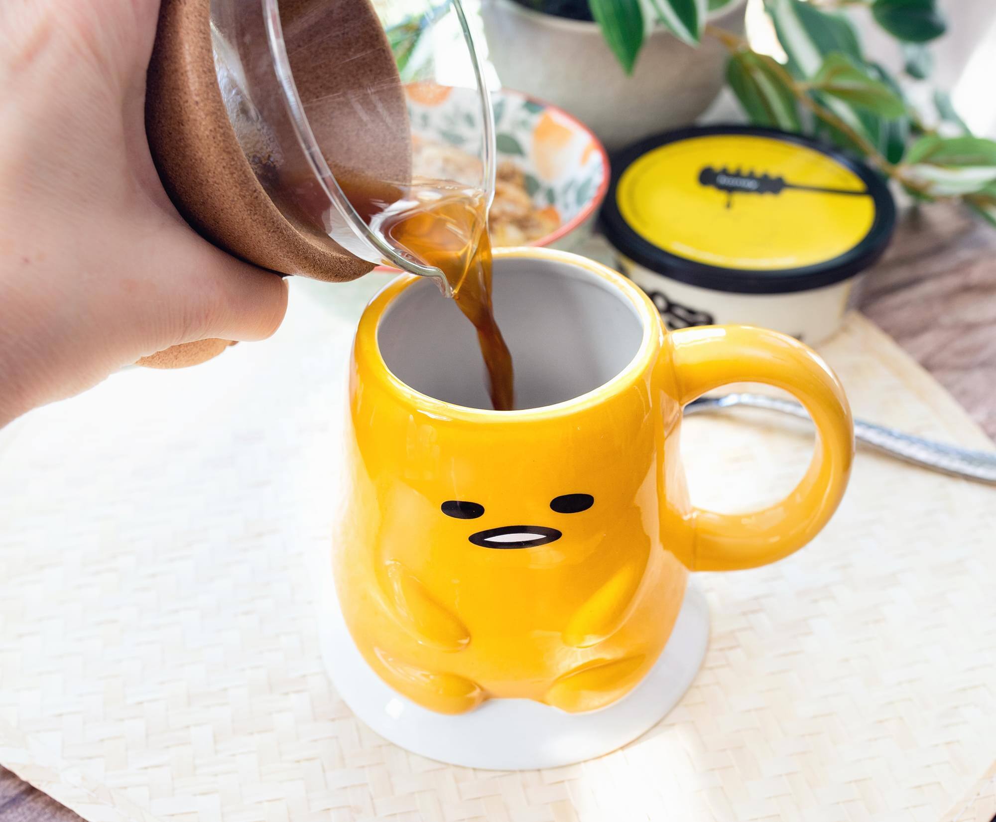 Alt View 4. Silver Buffalo - Sanrio Gudetama "Lazy Egg" Sculpted Ceramic Mug | Holds 20 Ounces - Yellow.