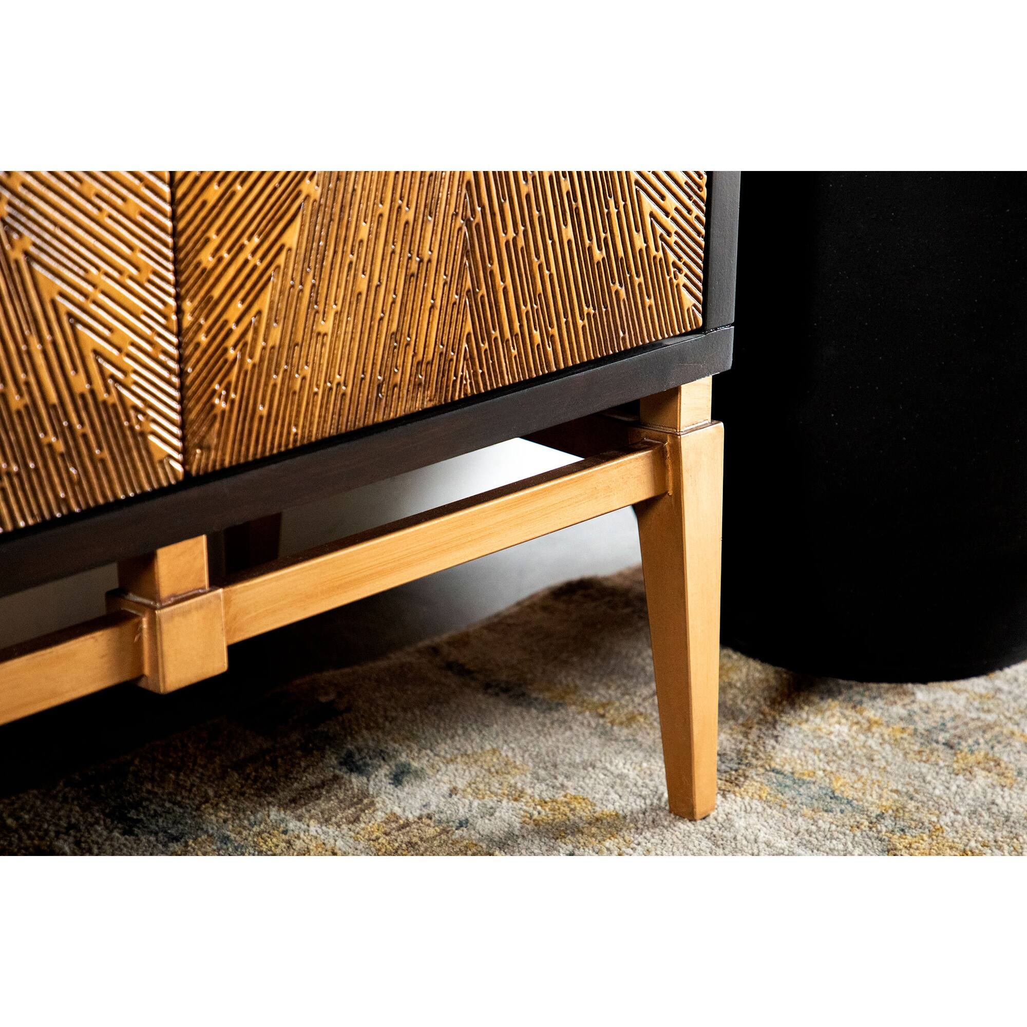 Alt View 2. TinyHomie - Capri Brown and Antique Gold 4 Door Accent Cabinet - Brown.