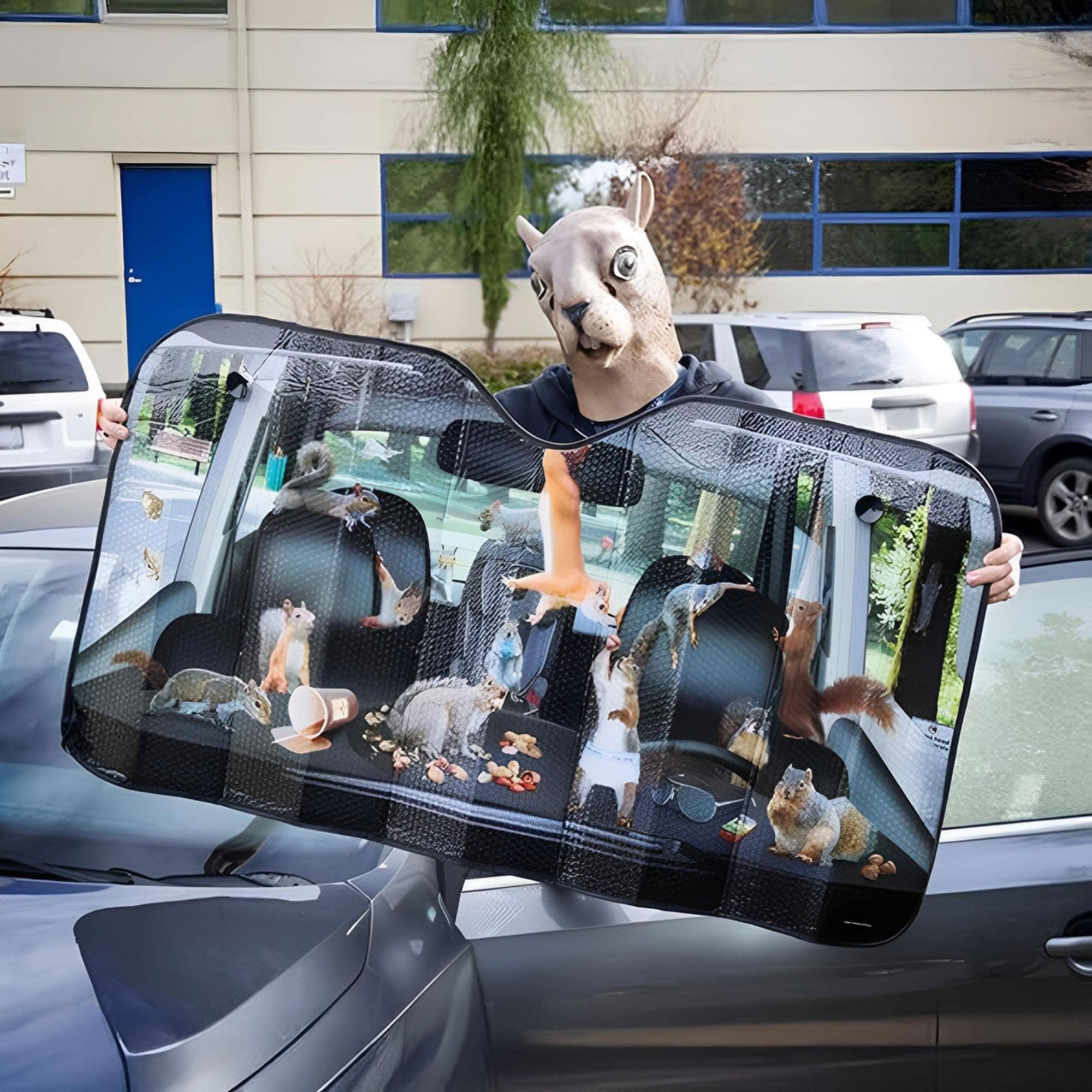 Alt View 10. Accoutrements - Car Full of Squirrels 50" x 27-1/2" Auto Sunshade - Multi-Color.