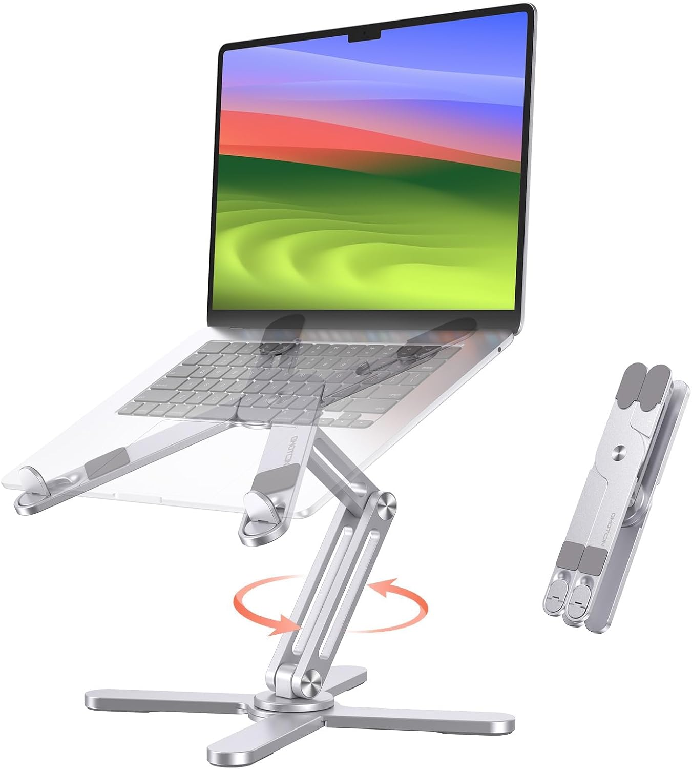 ACJPR - Adjustable Laptop Stand with 360° Swivel, Ergonomic Foldable Riser - Silver