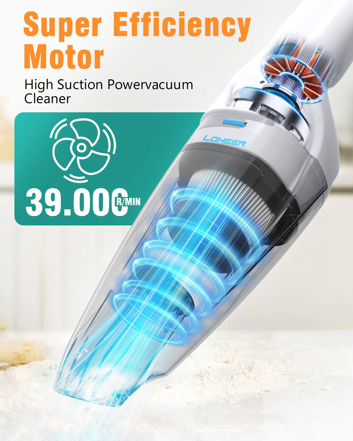 Super Efficiency Motor  
High Suction Power Vacuum Cleaner  
LOHEER  
39,000 R/MIN