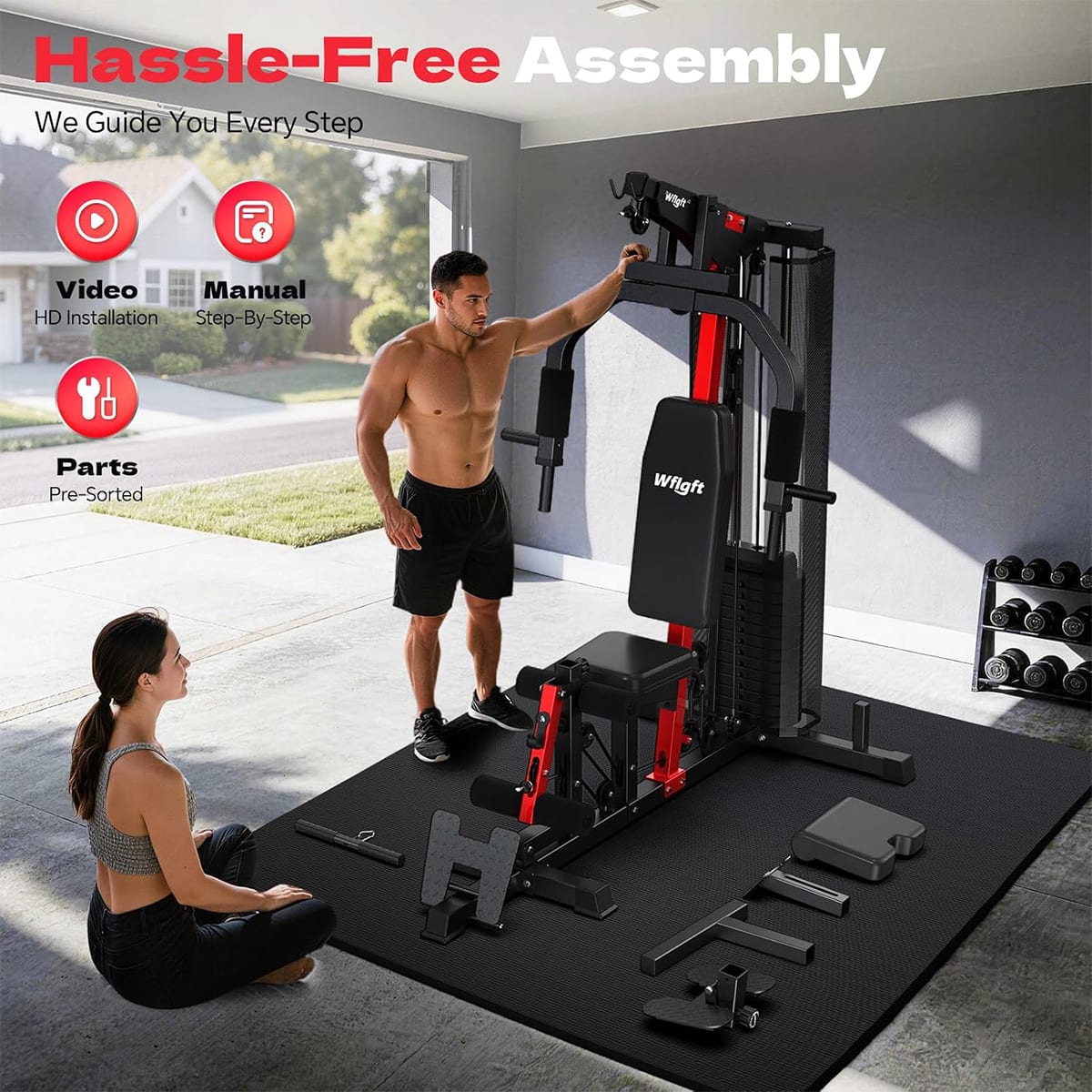 Pooboo Multi Function Full Body Strength Training Home Gym with