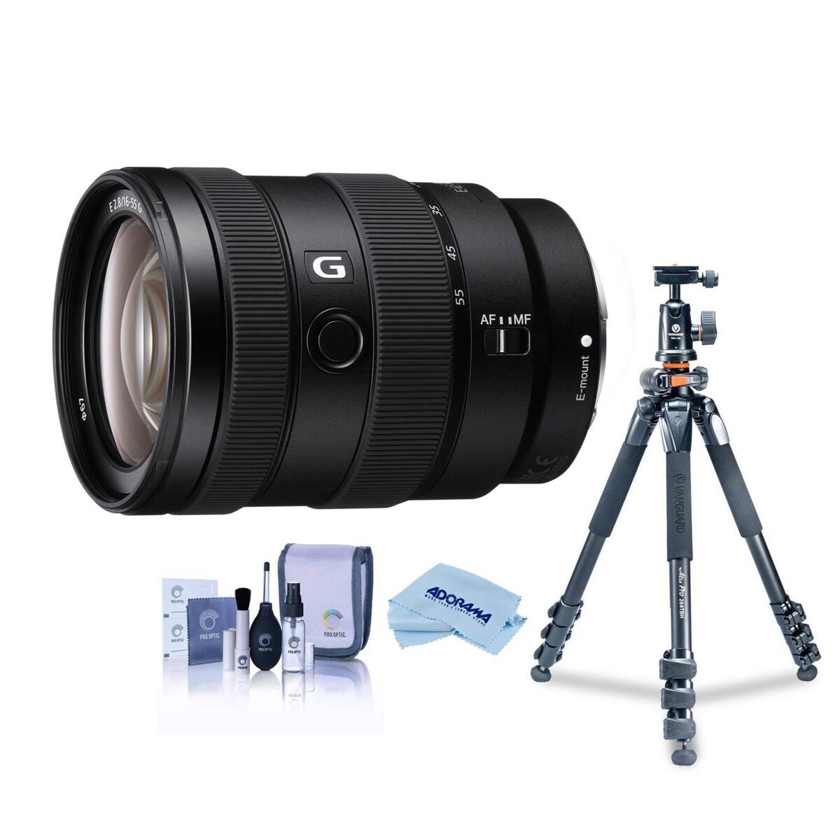LANDERS  
AUFI  
PROOFIC  
-  
G PROOPTIC  
35 45 55 AF I MF  
S MORE-DADH'S 2500 ADORAMA  
E-mount  
VANGUARD Alta  
SPF