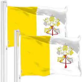G128 - Vatican City Flag 2-Pack 4x6 Ft 150D Polyester Indoor/Outdoor Brass Grommets - Yellow and White