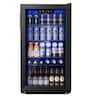 SIMZLIFE - 130 Can Beverage Refrigerator and Cooler with Glass Door for Home, 17.3 in D, 31.3 in H, 3.2 cubic feet - Black