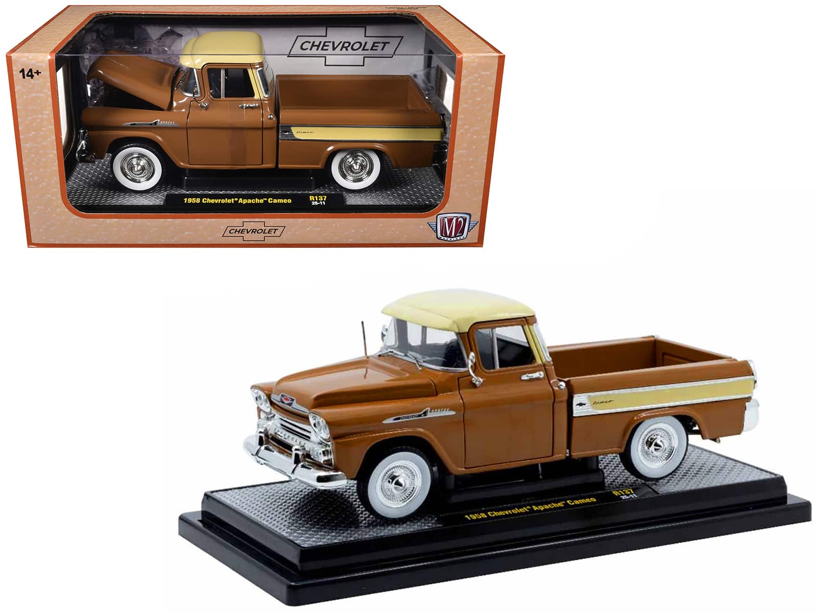 M2 - 1958 Chevrolet Apache Cameo Pickup Truck Top Limited Edition to 5250 pieces Worldwide 1/24 - Brown with Beige