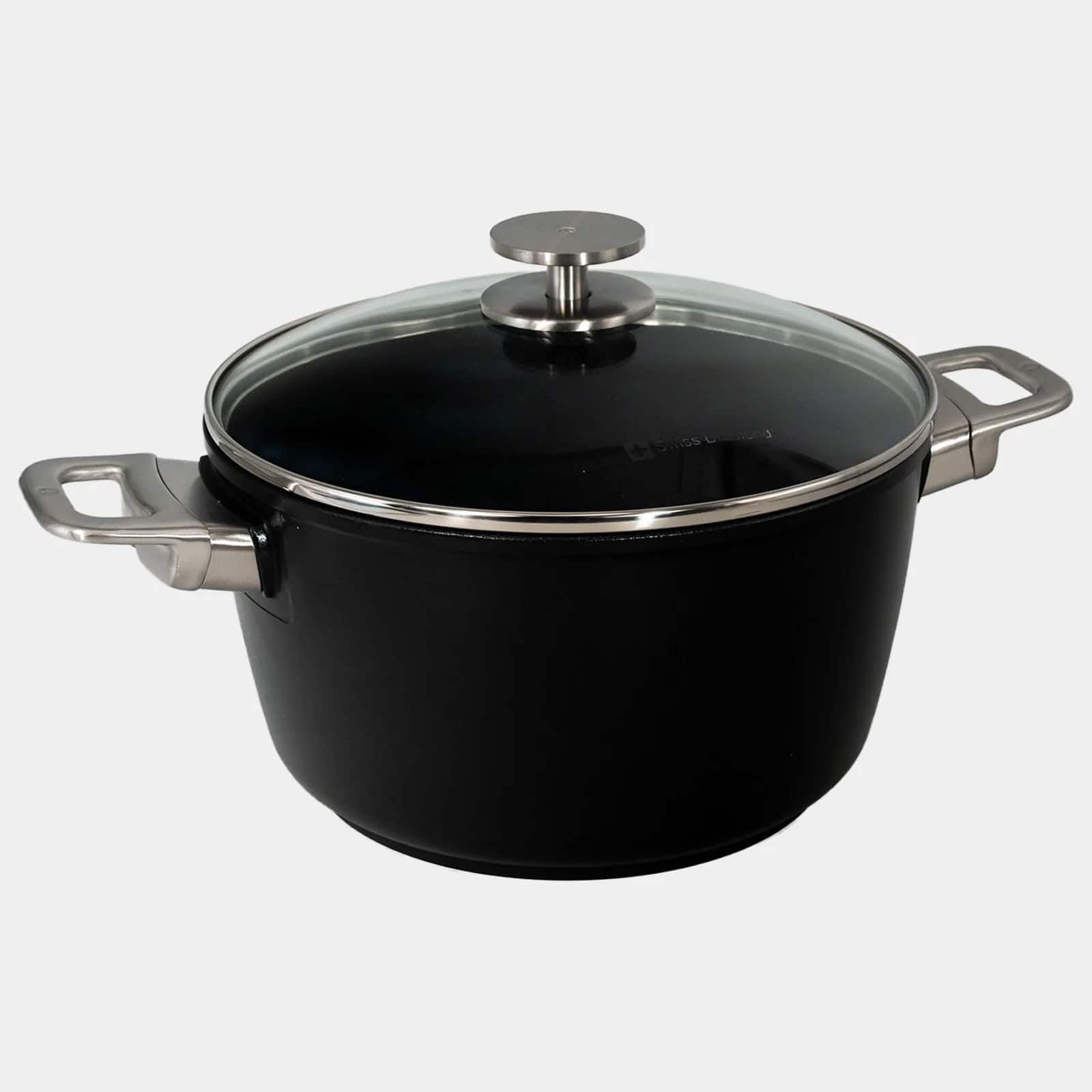 Swiss Diamond - CHD Nonstick Stock Pot with Glass Lid, 8.5 qt - Black