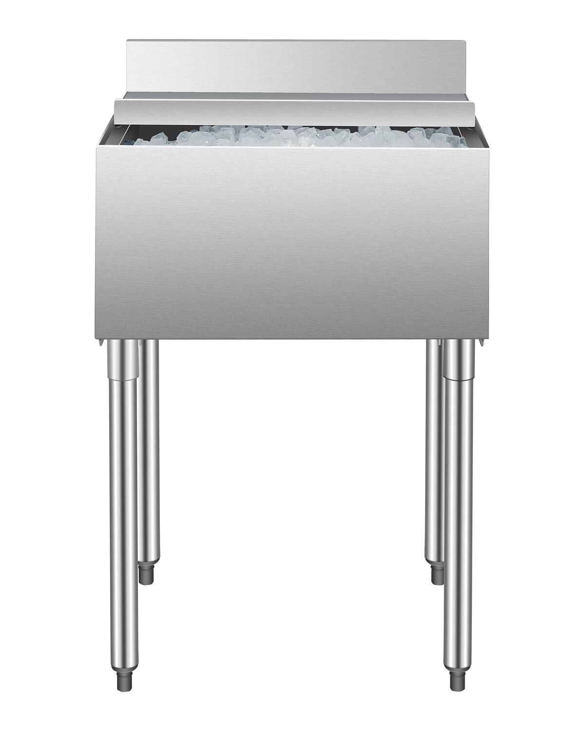 Front. VEVOR - Commercial Ice Bin, 61 L Underbar Ice Bin, 24 x 19 x 37 in Stainless Steel Ice Chest with Sliding Lid, Bottle Holders - stainless steel color.
