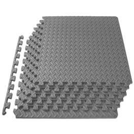 ProsourceFit - Diamond Plate Exercise Puzzle Mat 1/2-in, 24 Sq Ft - 6 Tiles - Gray