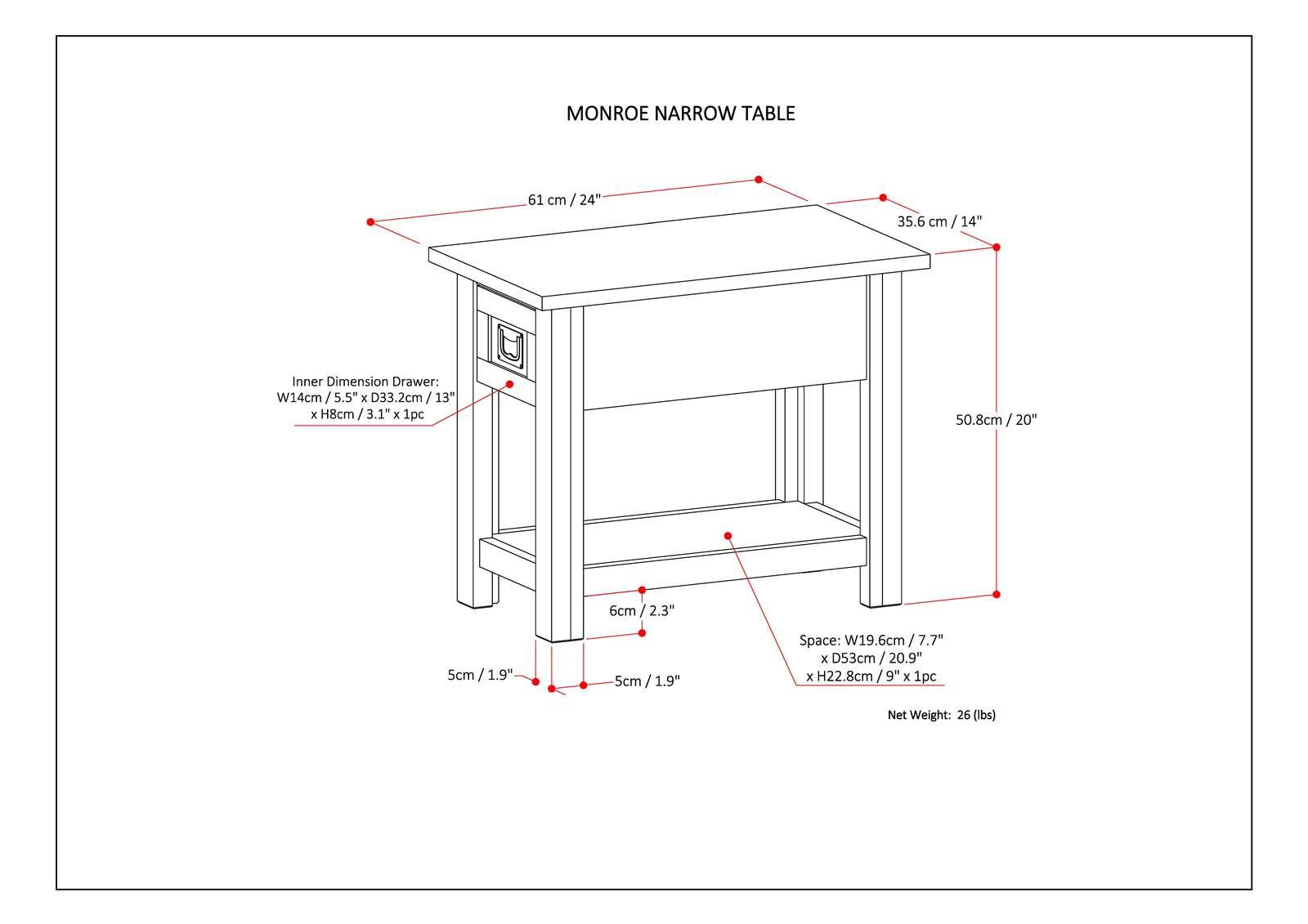 Alt View 17. Simpli Home - Monroe Narrow Side Table - Rustic Natural Aged Brown.