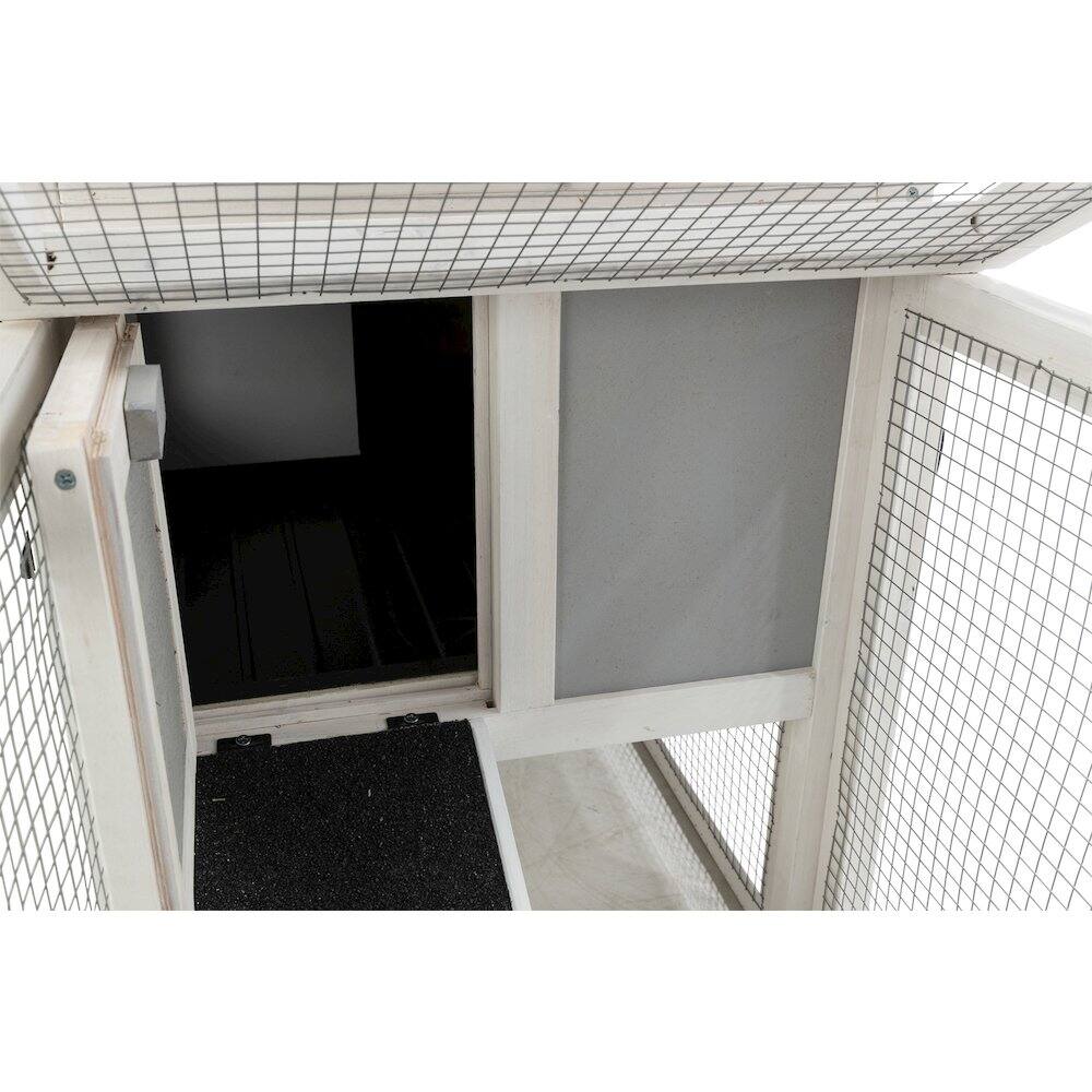 Alt View 2. TRIXIE - Weatherproof Outdoor 2-Story Wooden Small Animal Hutch with Large Run & Tray - Gray.