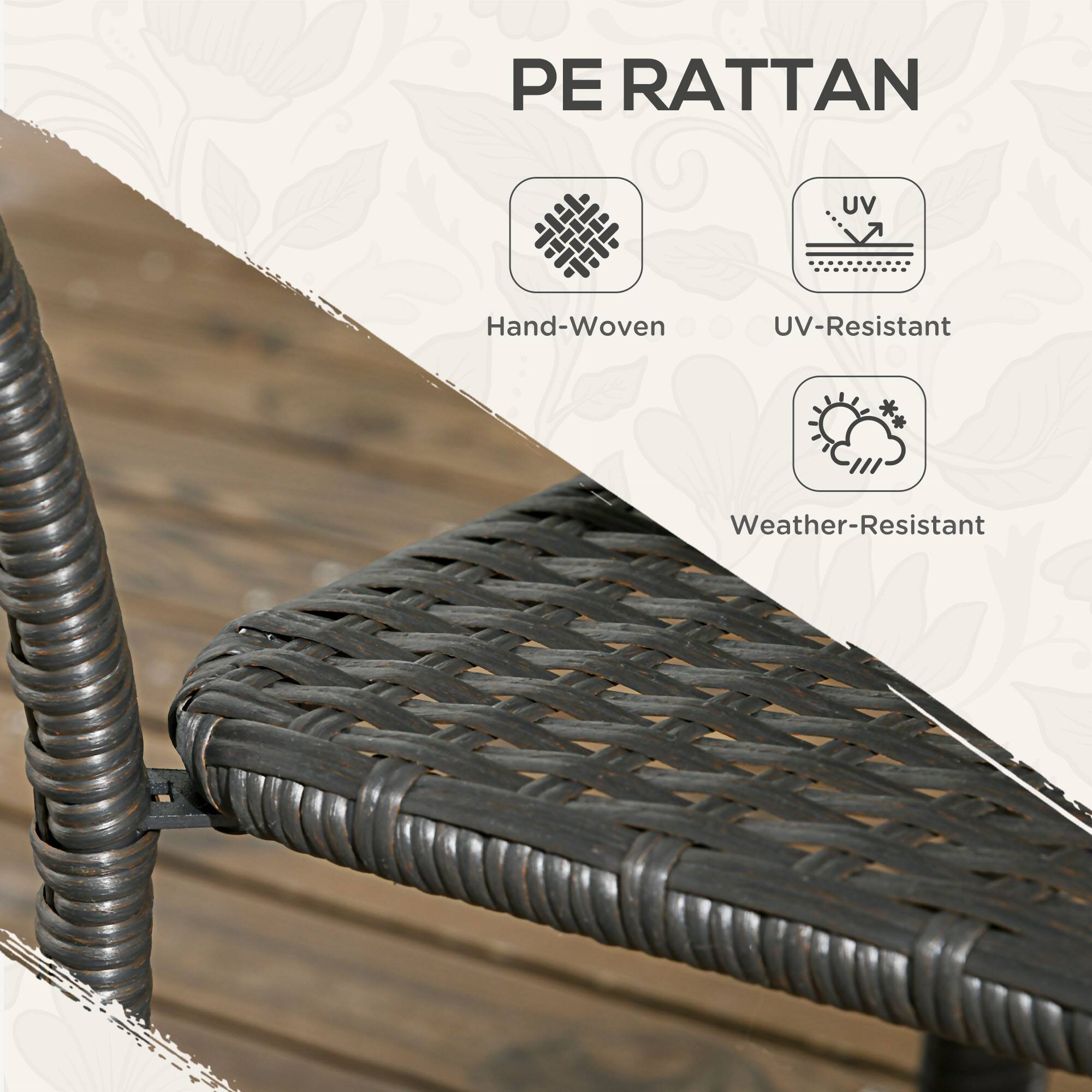 PE RATTAN, Hand-Woven, UV-Resistant, Weather-Resistant