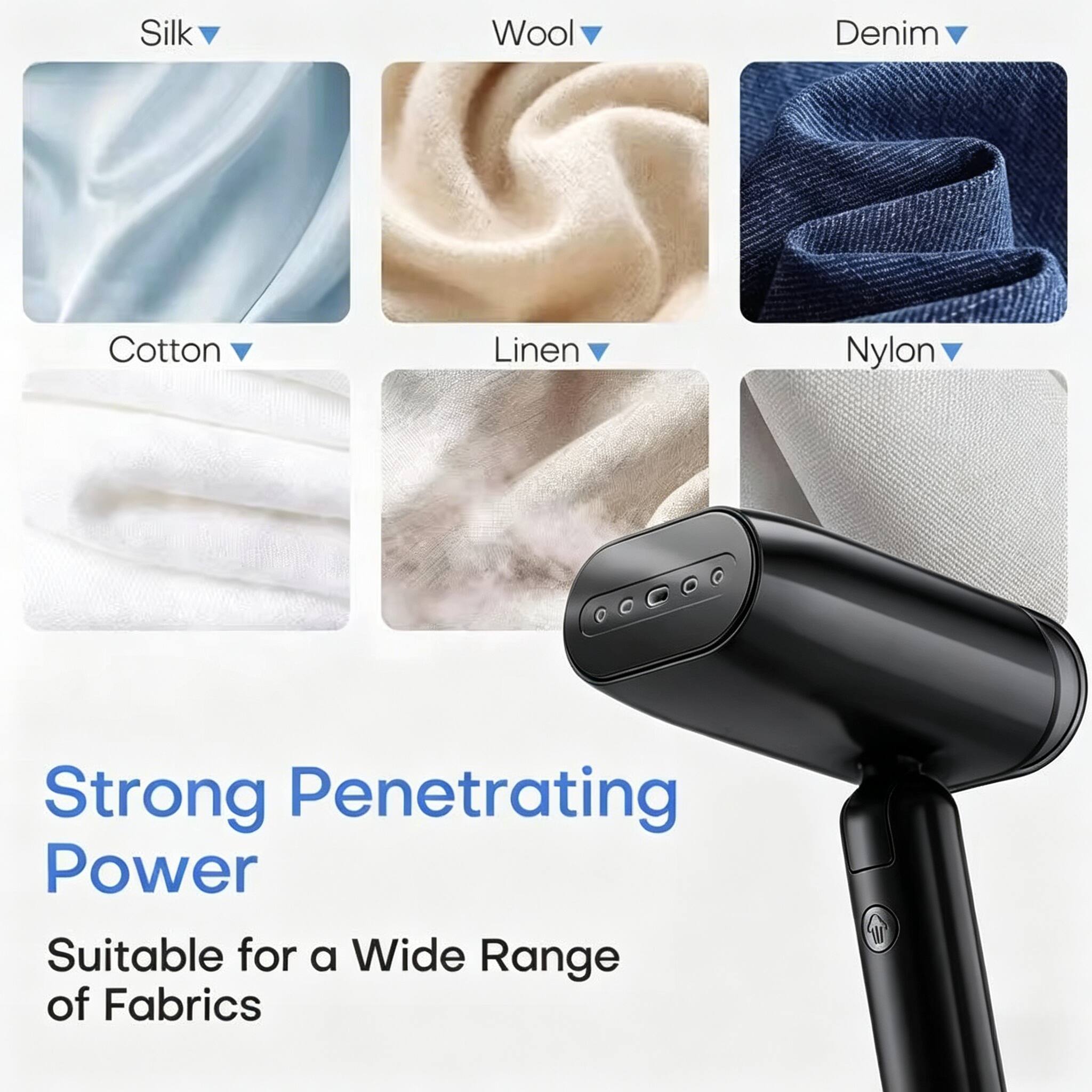 Silk  
Wool  
Denim  
Cotton  
Linen  
Nylon  

Strong Penetrating Power  
Suitable for a Wide Range of Fabrics