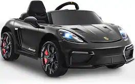 FIRST RIDE ON - Licensed Porsche 718 12V Electric Car for Kids, Ride-On Car with Parent Remote Control, LED Lights, MP3 Player - Black