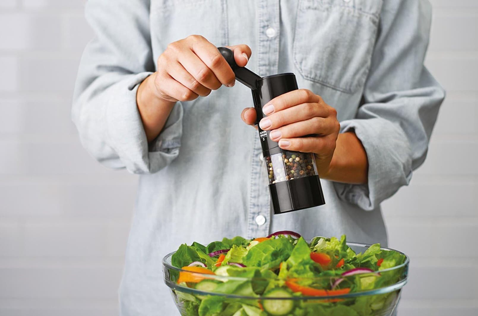 Alt View 1. FINEAK - 8.5 in Adjustable Ratchet Spice Grinder with Ceramic Mechanism in Black - Black.