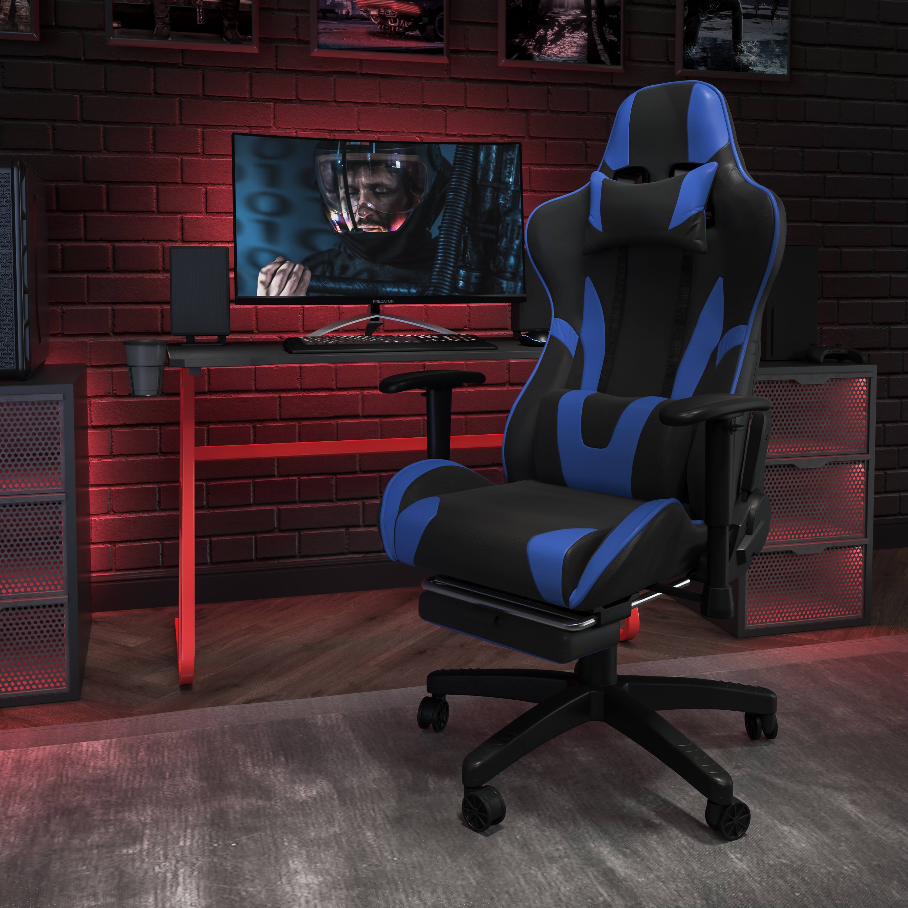 Alt View 1. Emma + Oliver - Z300 Gaming Racing Office Ergonomic PC Chair with Reclining Back and Footrest - Blue.