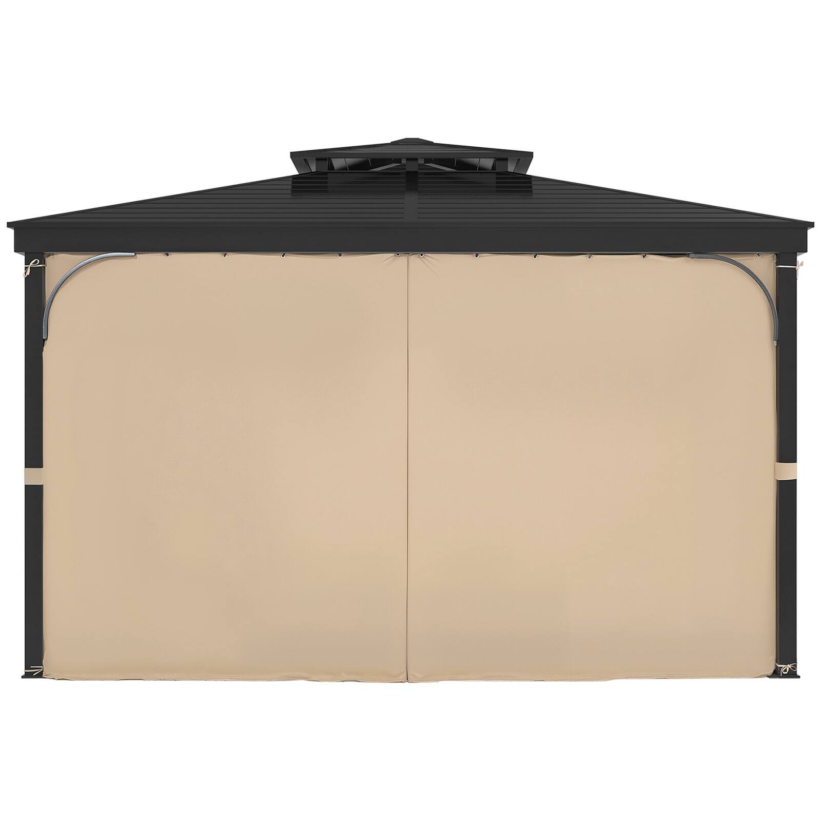 Alt View 5. VEVOR - Gazebo Curtains Outdoor, 12' x 10' x 7' Gazebos, 4-Panel Sidewall Gazebo Privacy Curtains with Zippers, Outdoor Curtain - Khaki.