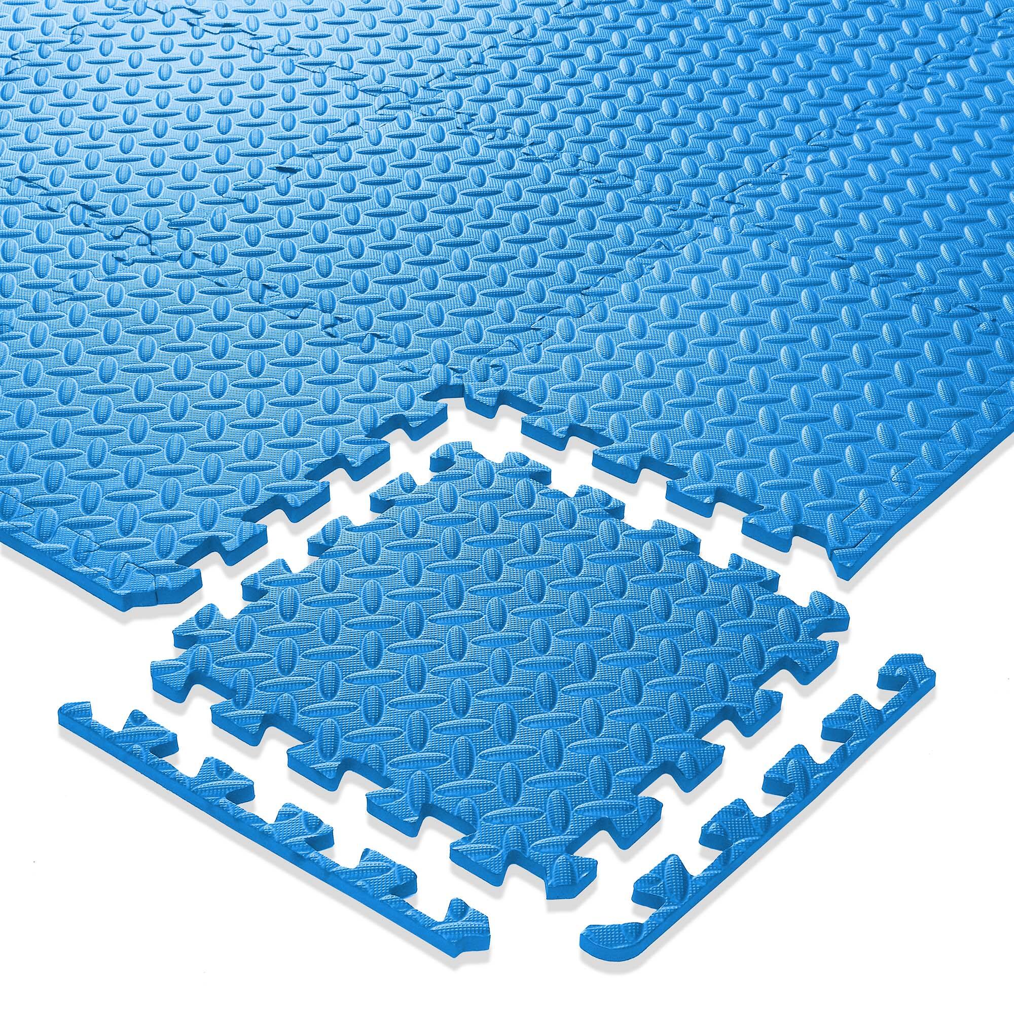 Alt View 3. Philosophy Gym - Exercise Flooring Mats - Foam Rubber Interlocking Puzzle Floor Tiles - Blue.