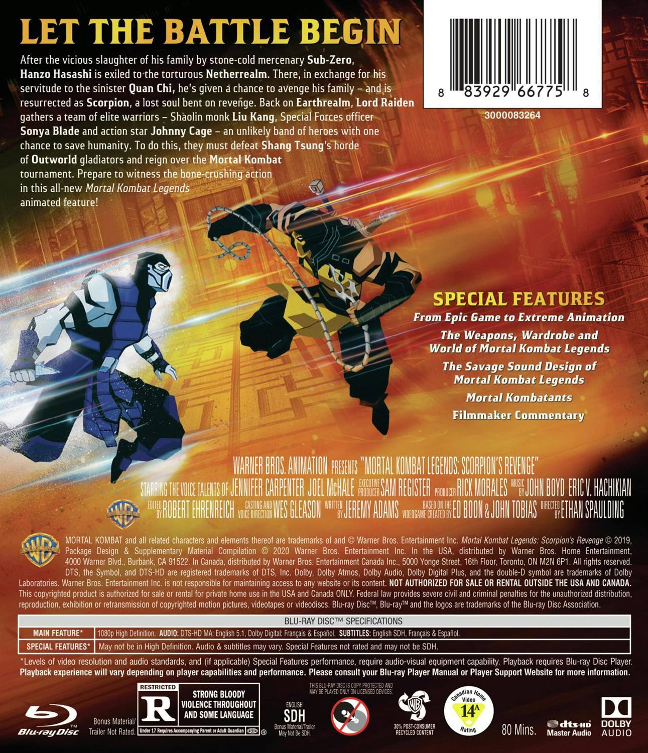 Back. Mortal Kombat Legends: Scorpion's Revenge [Blu-ray].