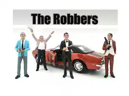 "The Robbers" 4 Piece Figure Set For 1:24 Scale Models by American Diorama - Multi