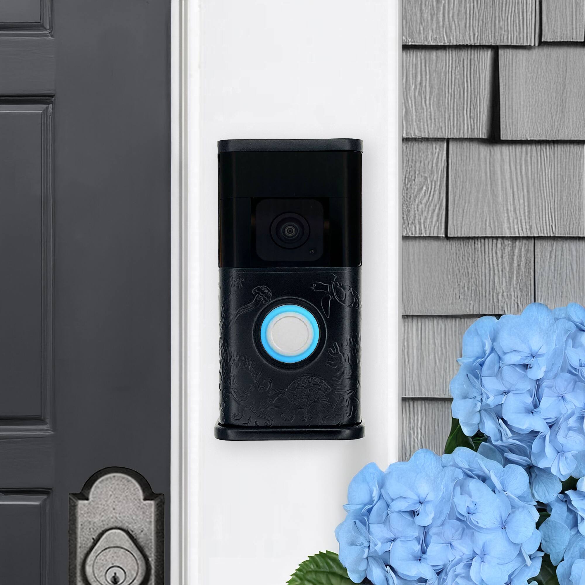 Alt View 3. Michael Healy - Coastal Video Doorbell Cover (Ring 3, 3 Plus, 4, Battery Plus and Battery Pro) - Matte Black.
