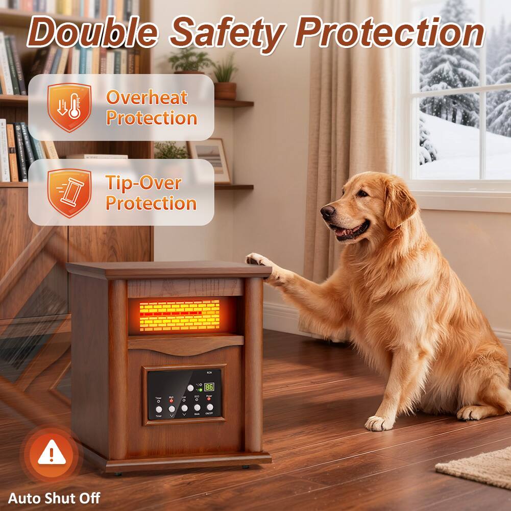 Double Safety Protection

- Overheat Protection
- Tip-Over Protection

Auto Shut Off