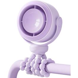 PRIMEPLUS - Portable Stroller Fan, Pinch-Proof Baby Fan, 5-Speed Quiet Mini Clip on Fan, USB-C Rechargeable Battery, LED Display - PURPLE