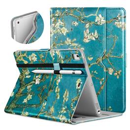 DTTO - for iPad 9.7 Inch 5th/6th Gen 2018/2017 Case with Apple Pencil Holder, Premium Leather Folio Stand Cover Case - Blossom