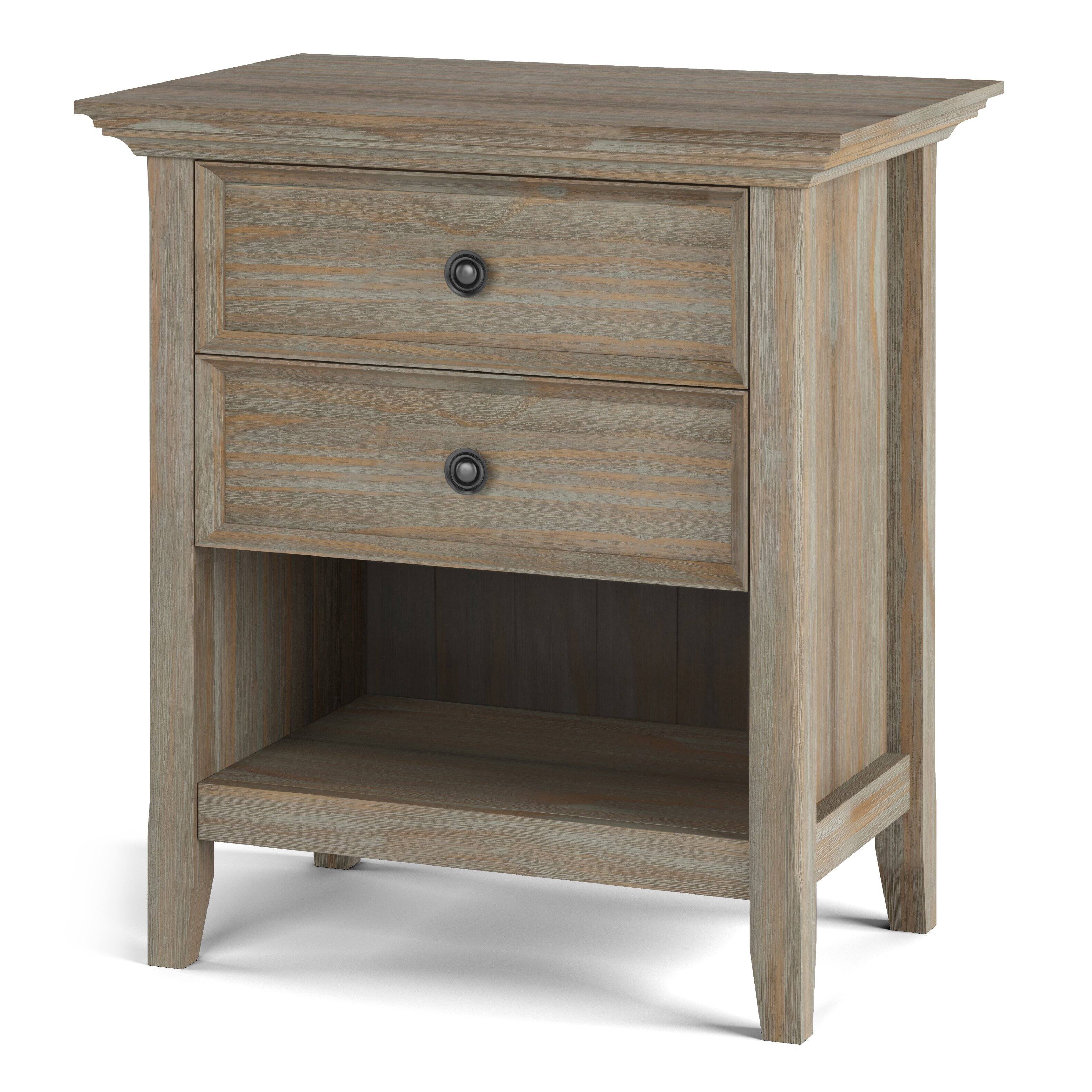 Angle. Simpli Home - Amherst Bedside Table - Distressed Grey.