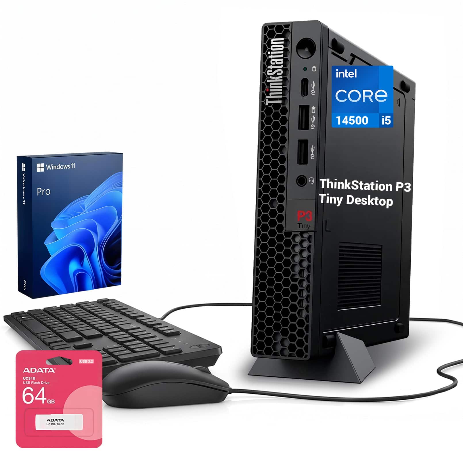 Lenovo - Upgraded - ThinkStation P3 Mini Desktop - Intel Core i5-14500 - 32GB RAM 2TB SSD - Wired K&M - ADATA 64GB USB Flash Drive - Black price history on PriceWatchPro