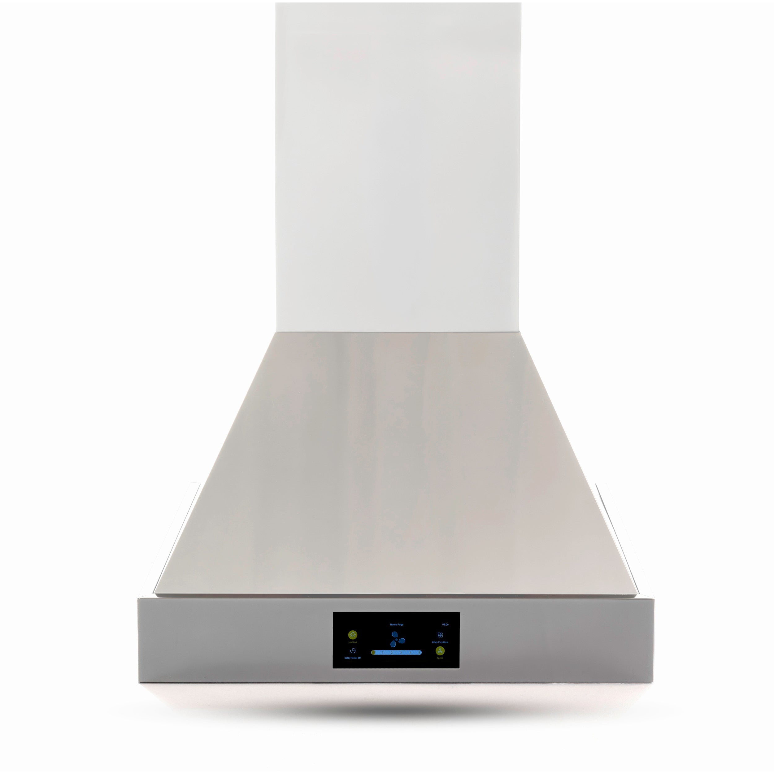 Left. Induction Hardware - 36 Inch Range Hood, Professional Wall Mount Vent Hood, 1000 CFM, efficient DC-Motor, Ultra-Quiet Multi-Speed, LED Lights - Stainless Steel.