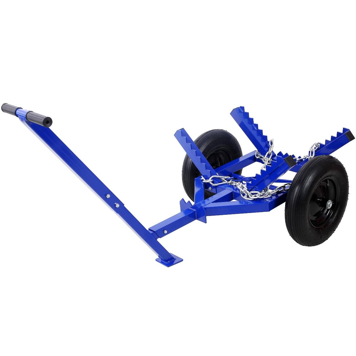 Left. Ropilly - Ropilly Log Dolly with Load Binder, 440 lb Capacity Log Cart with 16 Inch Air Tires and Choker Chain - Blue.