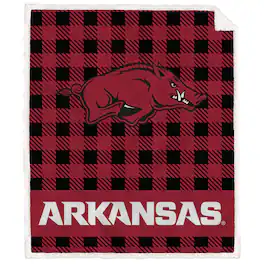 Pegasus - Arkansas Razorbacks 50" x 60" Buffalo Check Royal Plush Sherpa Blanket - Multicolor
