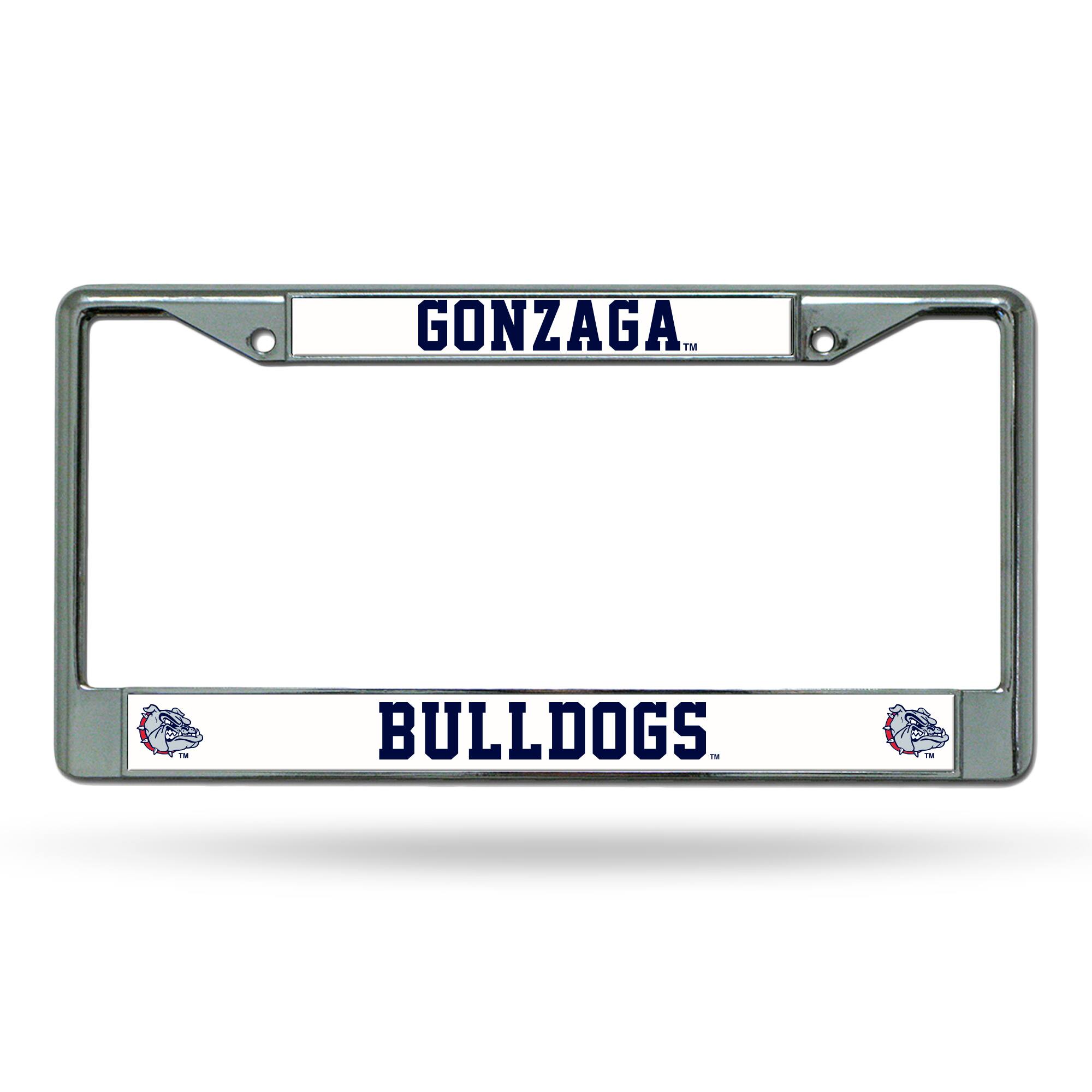 Gonzaga Bulldogs - 12" x 6" Standard Size - Chrome Metal License Plate Frame