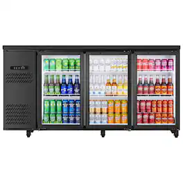 Yeego - Commercial Back Bar Cooler,19.6 Cu.Ft Beverage Fridge with Glass Door, Adjustable Shelves, LED Display,Frost-free - Black