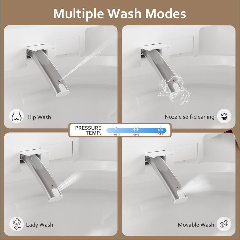 Multiple Wash Modes

- Hip Wash
- Nozzle self-cleaning
- Lady Wash
- Movable Wash

PRESSURE TEMP.
93°F 99°F 104°F