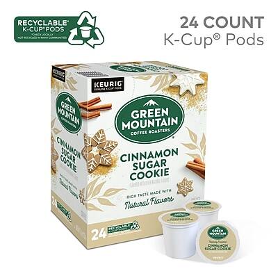 RECYCLABLE K-CUP® PODS  
24 COUNT  
KEURIG®  
GREEN MOUNTAIN COFFEE ROASTERS  
CINNAMON SUGAR COOKIE  
RICH TASTE MADE WITH NATURAL FLAVORS  
RECYCLABLE