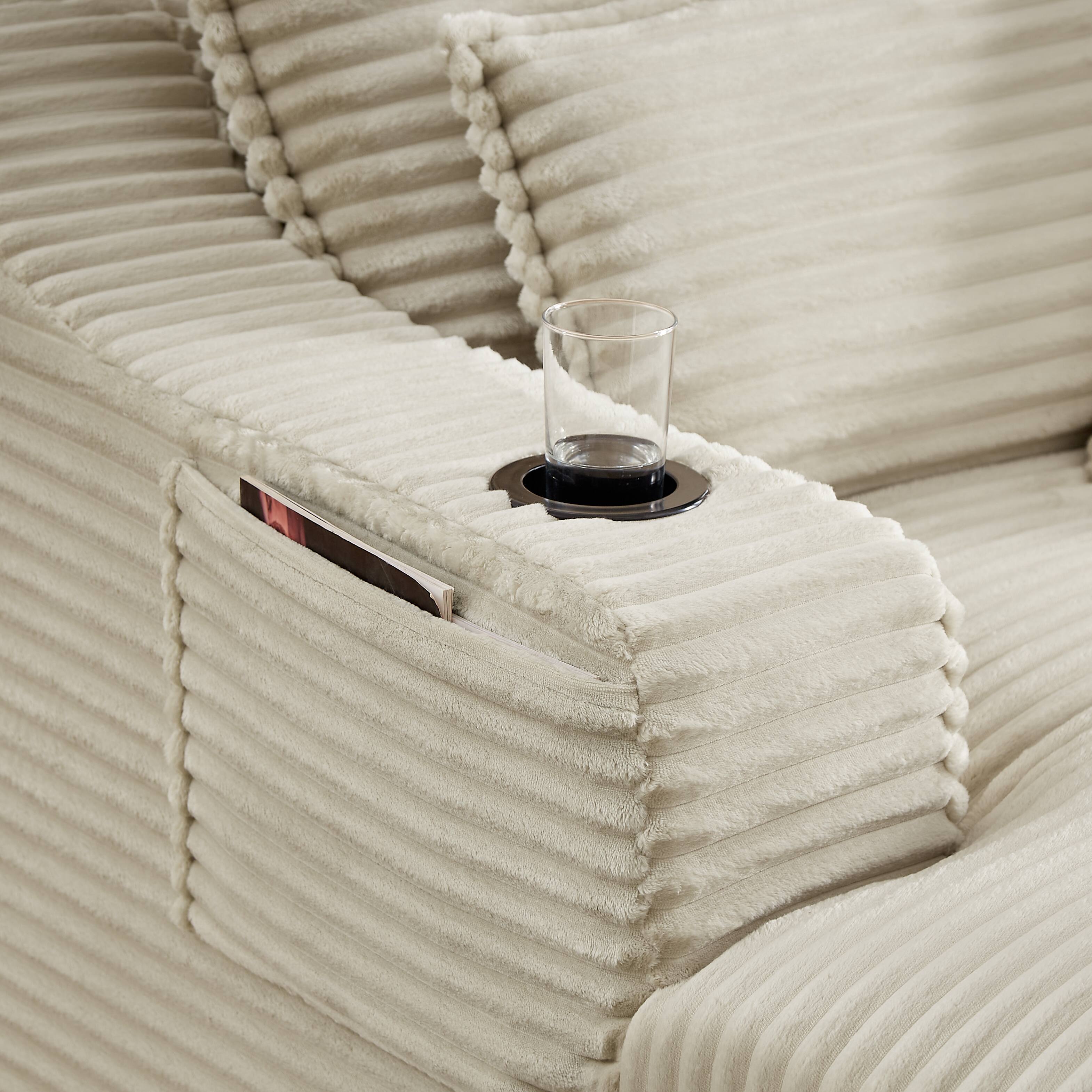 Alt View 2. Anysun - Anysun 47'' Modern Comfortable Unique Cushion Design Cushioned Compression Corduroy Sofa with Spacious Depth - Camel.