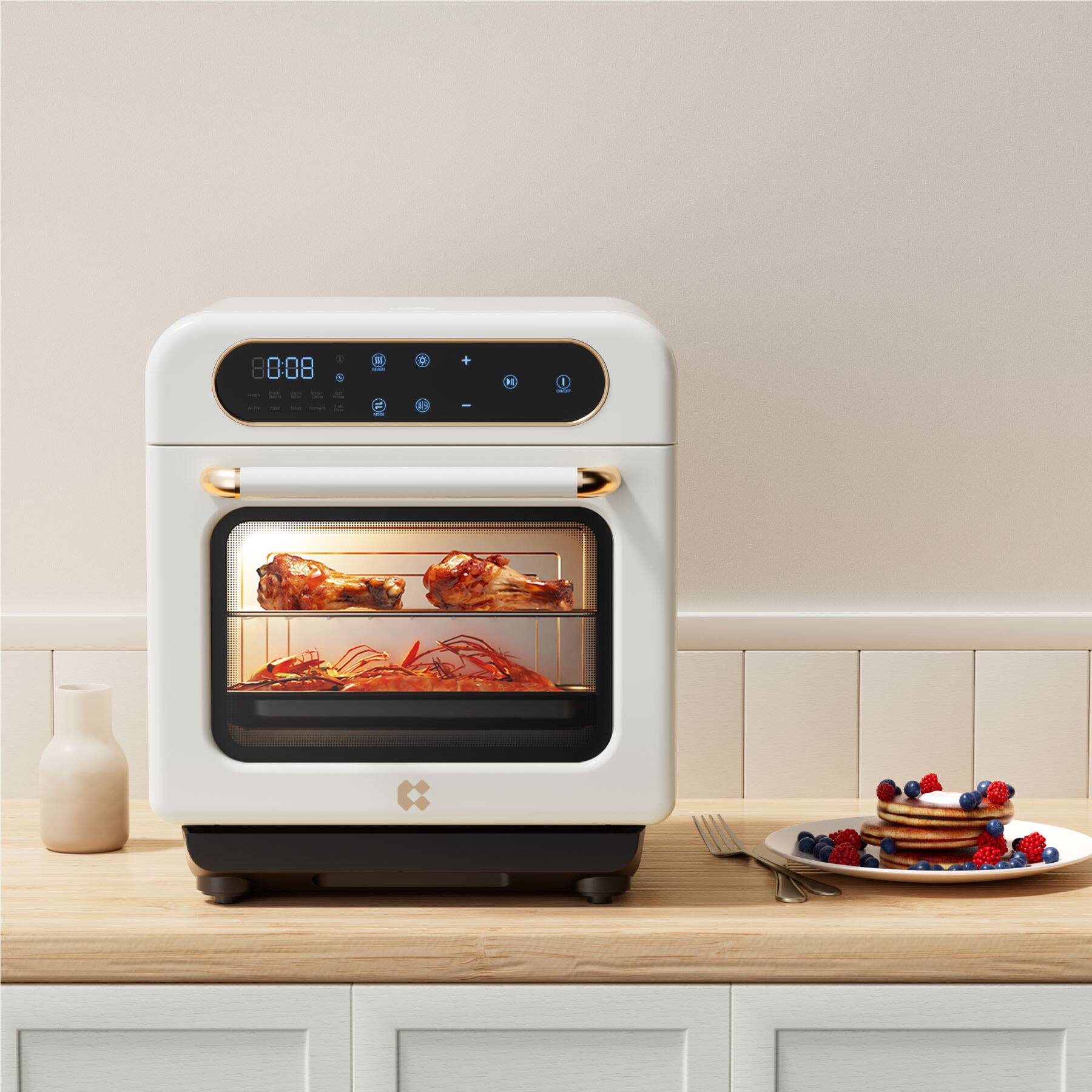 Alt View 1. Ciarra - Nosh 8-in-1 Steam Oven - Ivory Mist.