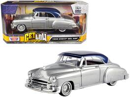 Motormax - 1950 Chevrolet Bel Air Lowrider Metallic Top "Get Low" Series 1/24 - Silver Metallic With Blue