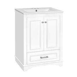 24" Bathroom Vanity with Sink Combo, Modern Freestanding Storage Cabinet, Soft-Closing Doors, Silver Handles