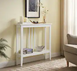 Kings Brand Furniture - Balfour Console Table – Durable Wood, Windsurfer Finish, Smooth Top & Lower Shelf - White